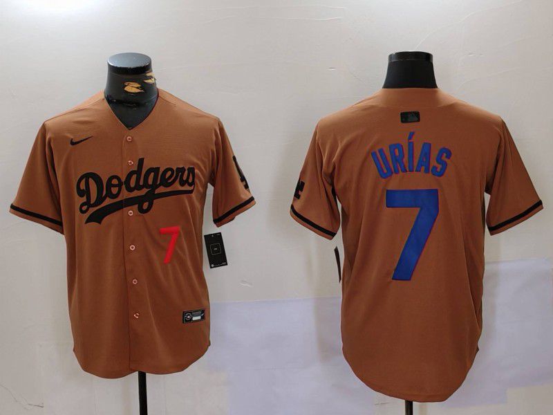 Men Los Angeles Dodgers #7 Urias army green joint name 2024 Nike MLB Jersey style 4->los angeles dodgers->MLB Jersey